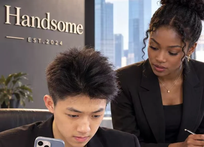 Hasam, founder of HANDSOME, at work with a colleague / HANDSOME 創辦人 Hasam 與同事